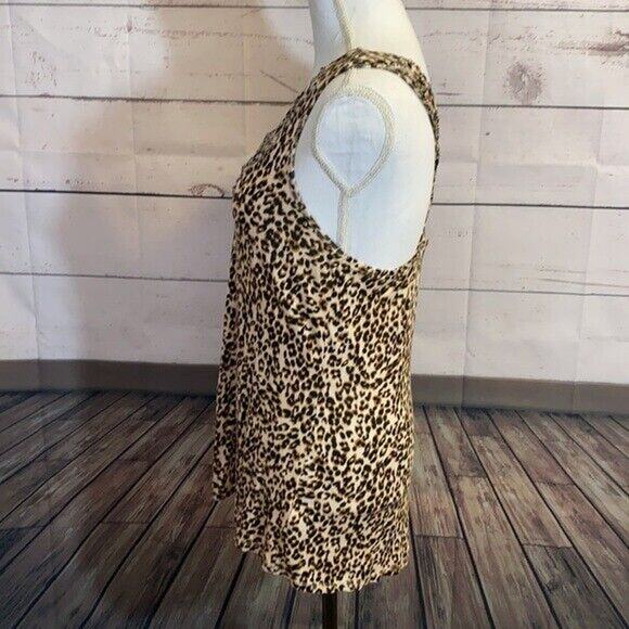 Maurices Tank Top Shirt Womens Small Brown animal print Round Neck Cross Back - Picture 4 of 11